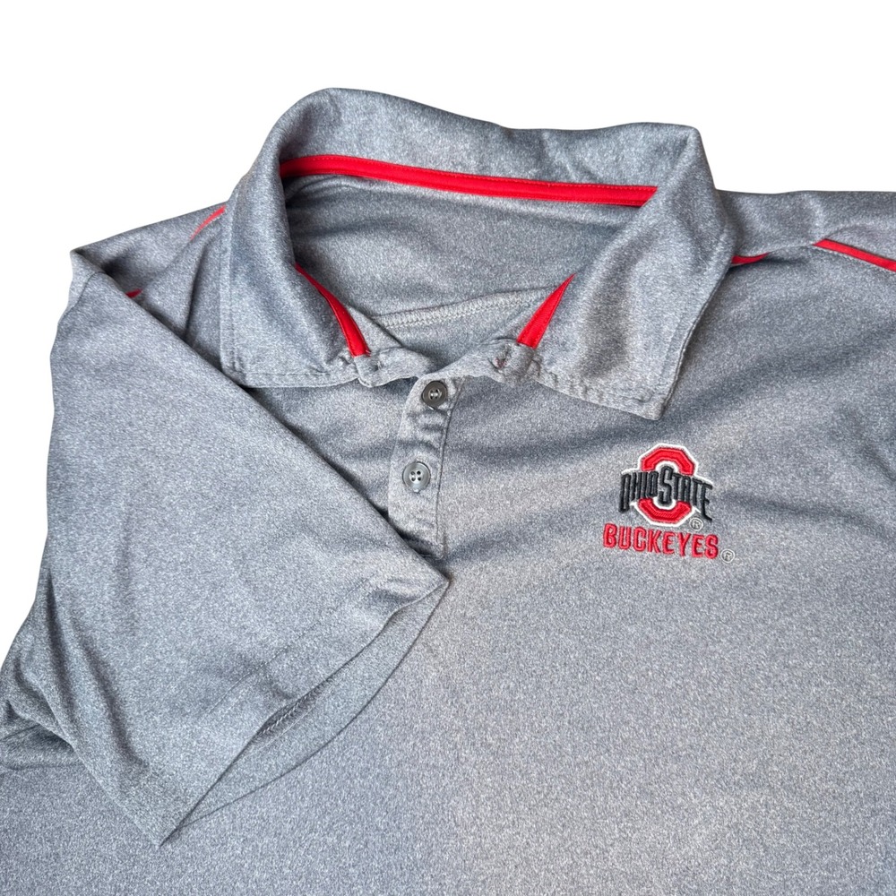 Colosseum Ohio State Buckeyes Mens XL Polo Shirt Gray Heathered Performance NCAA